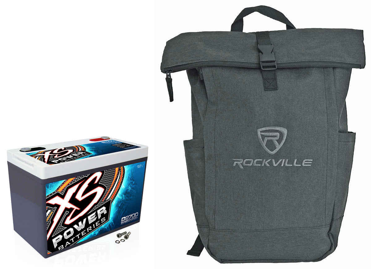 XS Power D2700 4300 Amp AGM Power Cell Car Audio Battery + Backpack