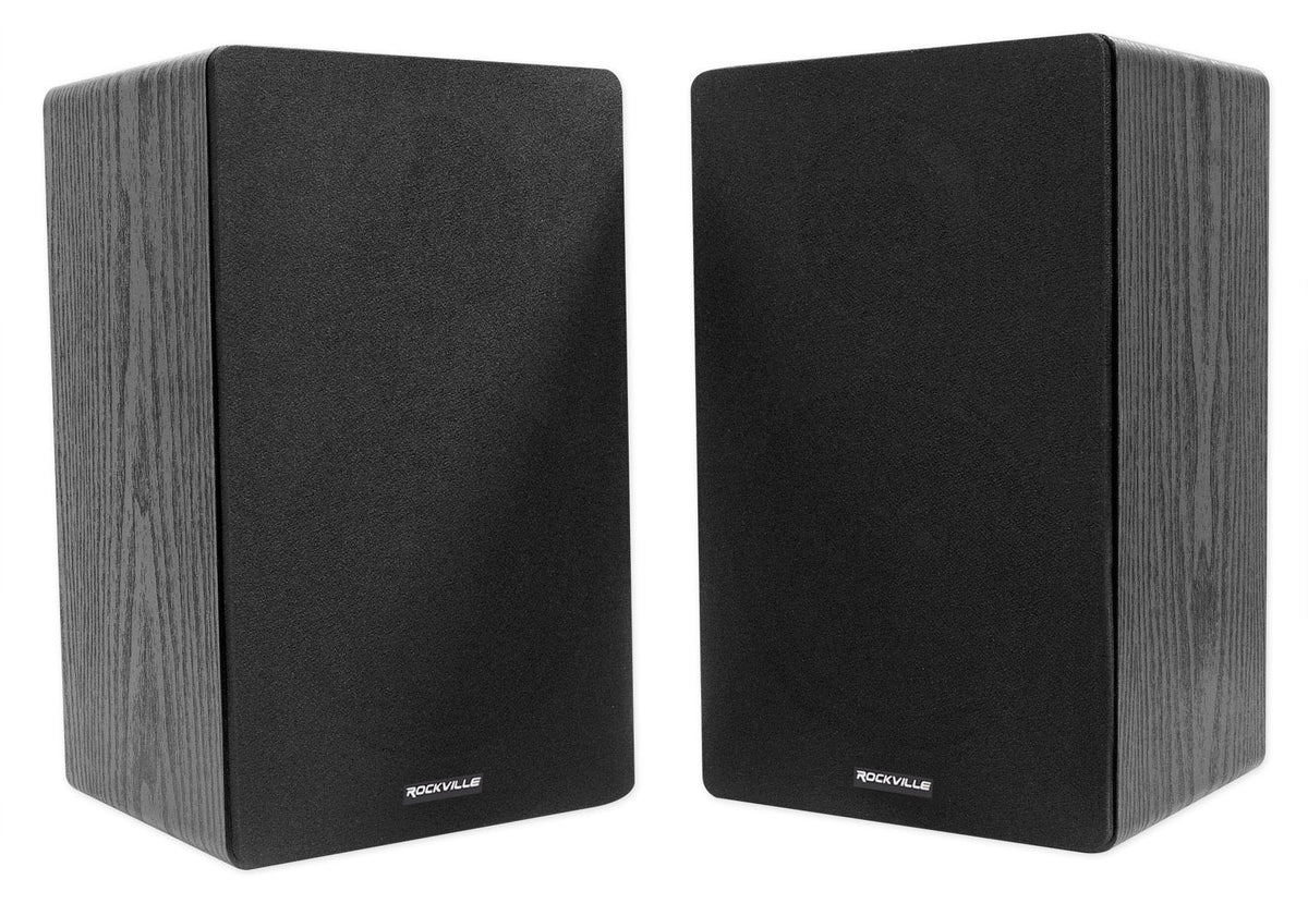 (2) Rockville RockShelf 68B Black 6.5" Bookshelf Speakers+Bluetooth/Wifi Amp+Sub