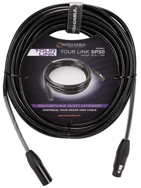 Accu-Cable TOUR LINK 5P50 50 Foot 5-Pin Male To Female DMX Lighting Cable ADJ