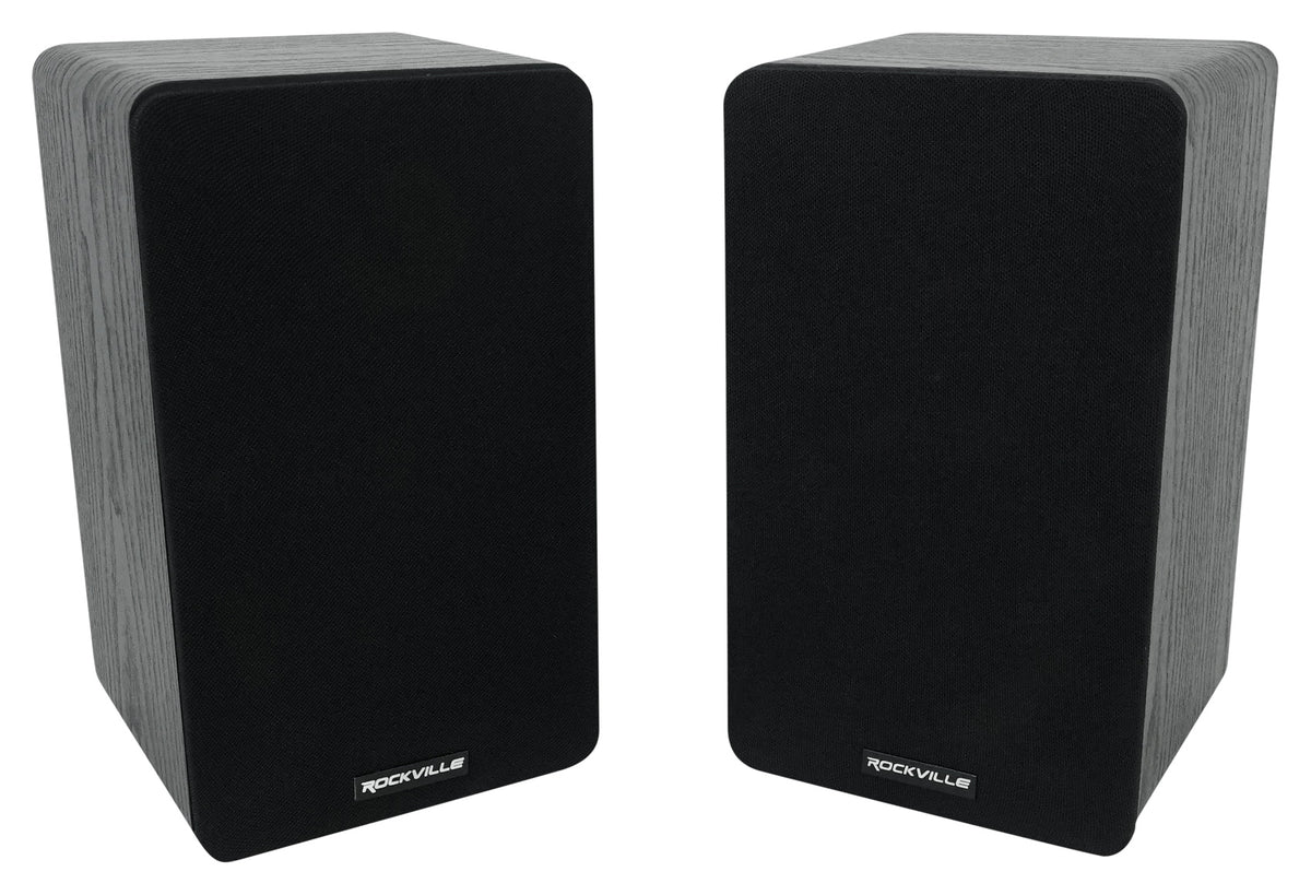 2 Rockville RockShelf 58B 360w Black 5.25" Bookshelf Speakers+Bluetooth/Wifi Amp