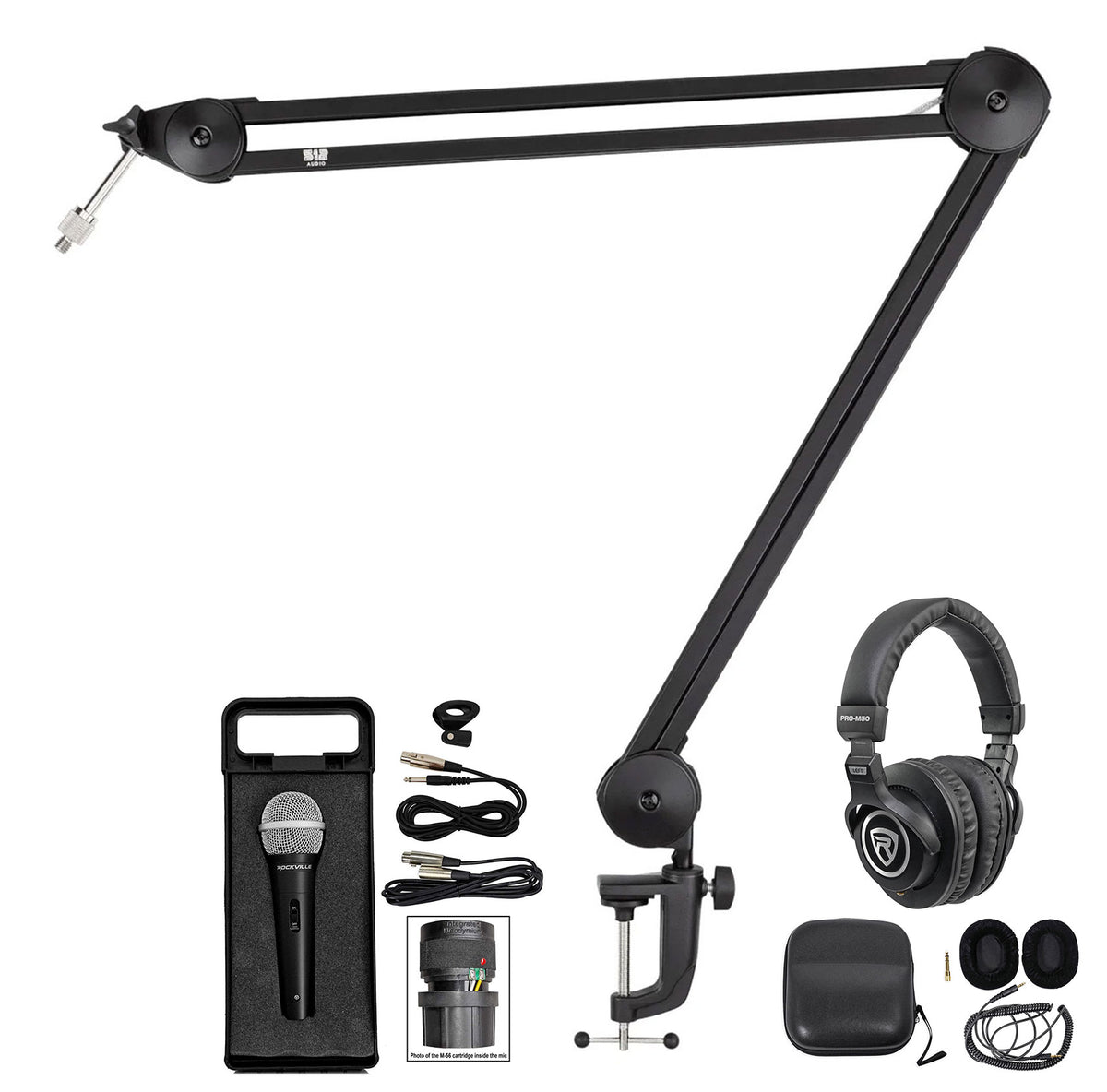 RMC-XLR Dynamic Mic + 512-BBA 31" Boom Arm + PRO-M50 Headphones