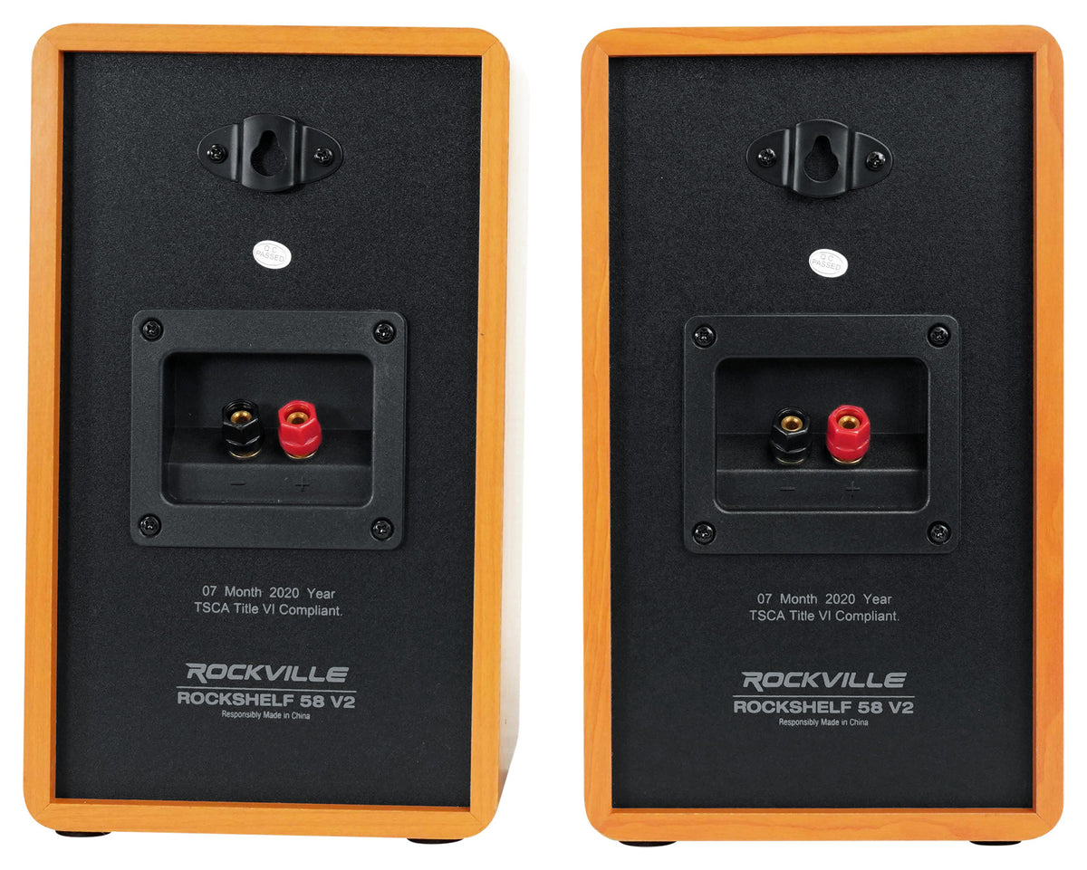 2) Rockville RockShelf 58C 360w 5.25" Wood Bookshelf Speakers+Bluetooth/Wifi Amp