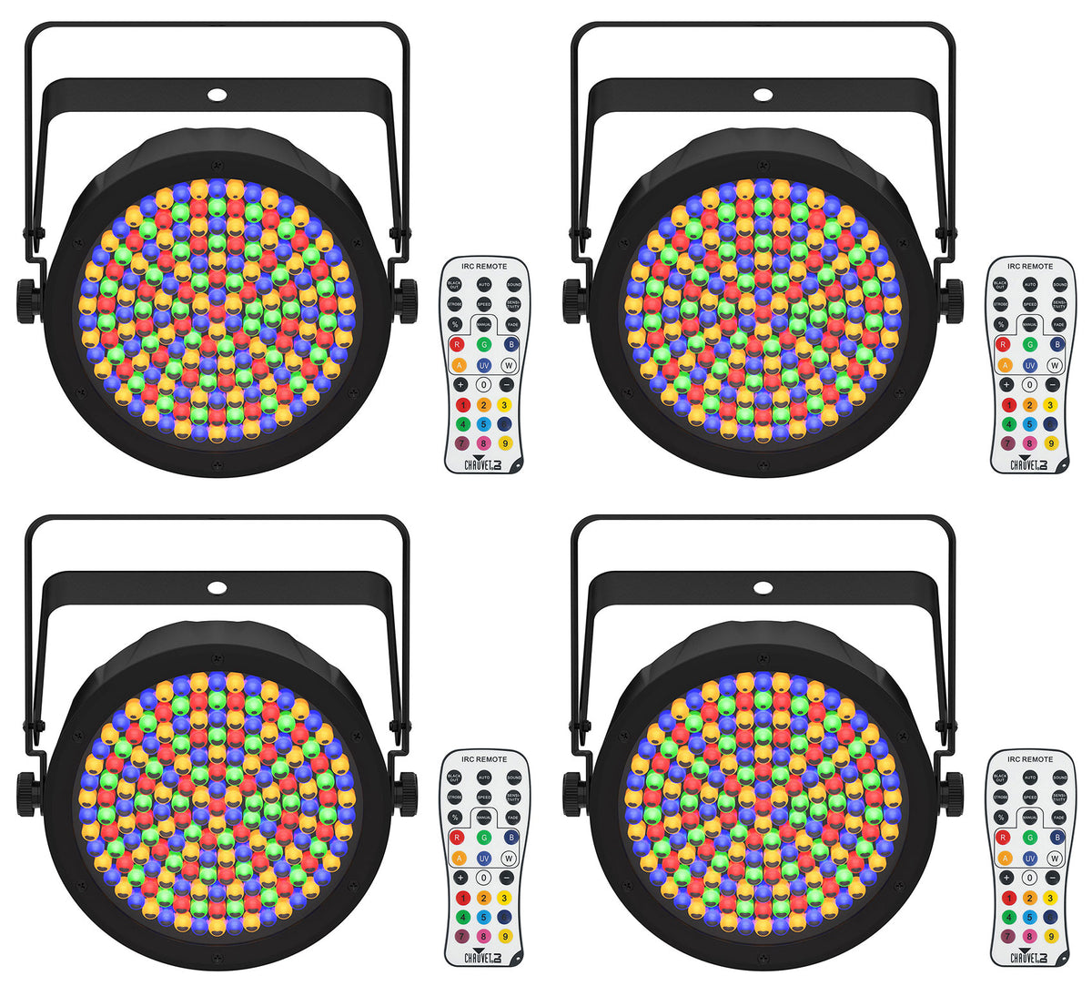 (4) EZPAR 64 RGBA ILS Rechargeable Battery LED Par Wash Up-Lights