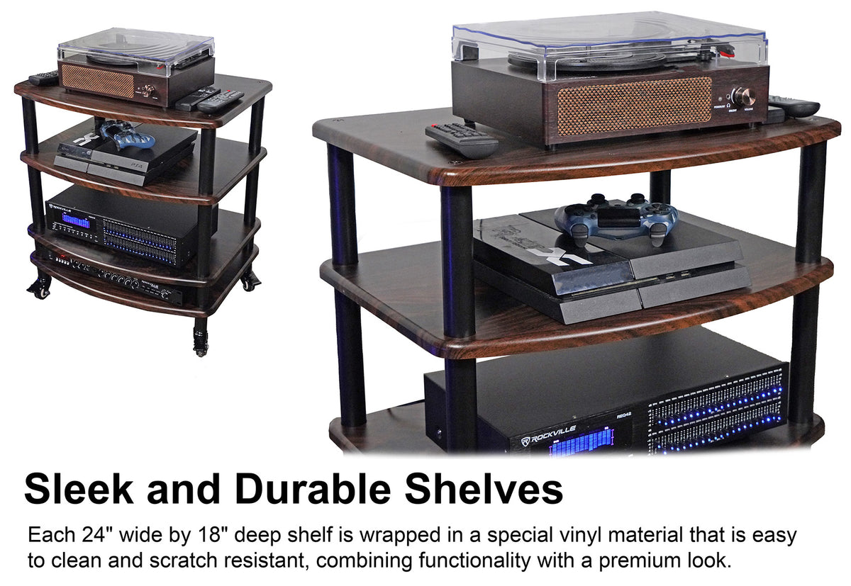 FLX Dark Wood 4-Shelf + Dark Wood Add-On Shelf Bundle