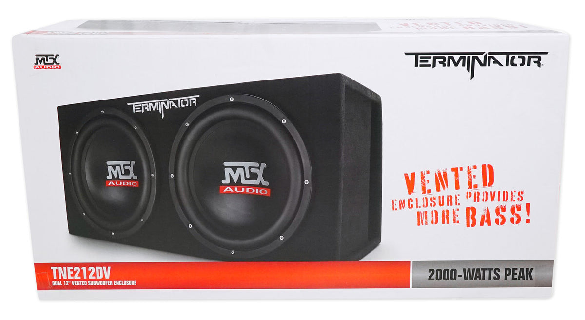 MTX Terminator TNE212DV 1000 Watt RMS Dual 12” Subwoofers Subs + Vented Sub Box