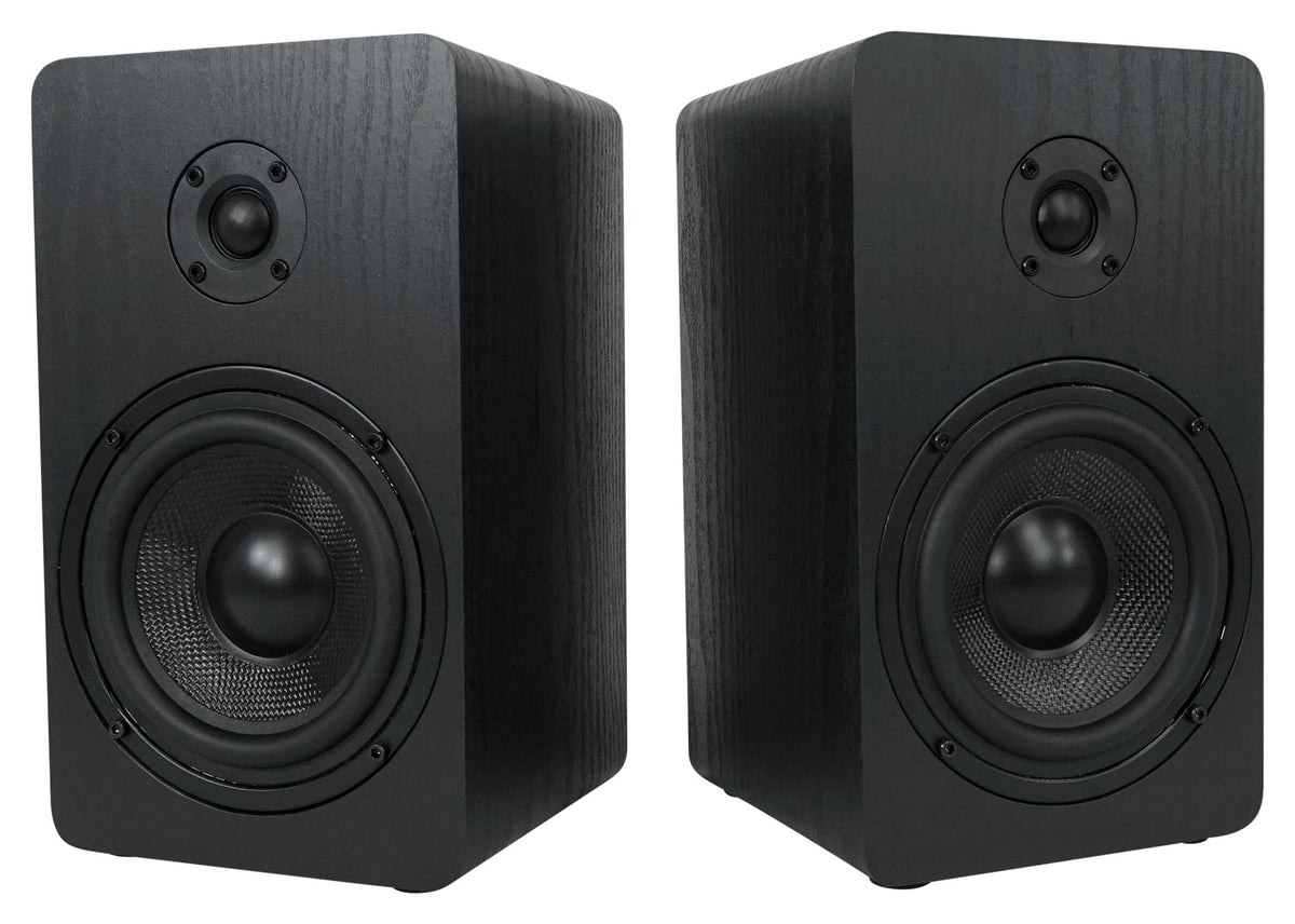 2 Rockville RockShelf 58B 360w Black 5.25" Bookshelf Speakers+Bluetooth/Wifi Amp