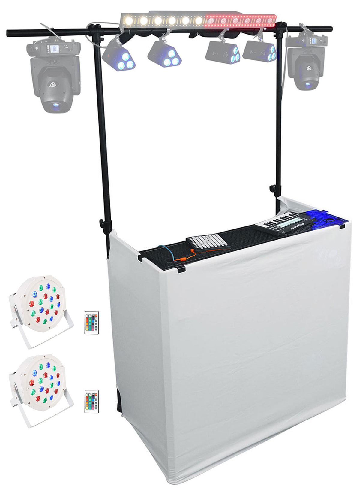 ROCKBOOTH TRUSS DJ Booth + BATTERY PAR 50 White 2-Pack Bundle