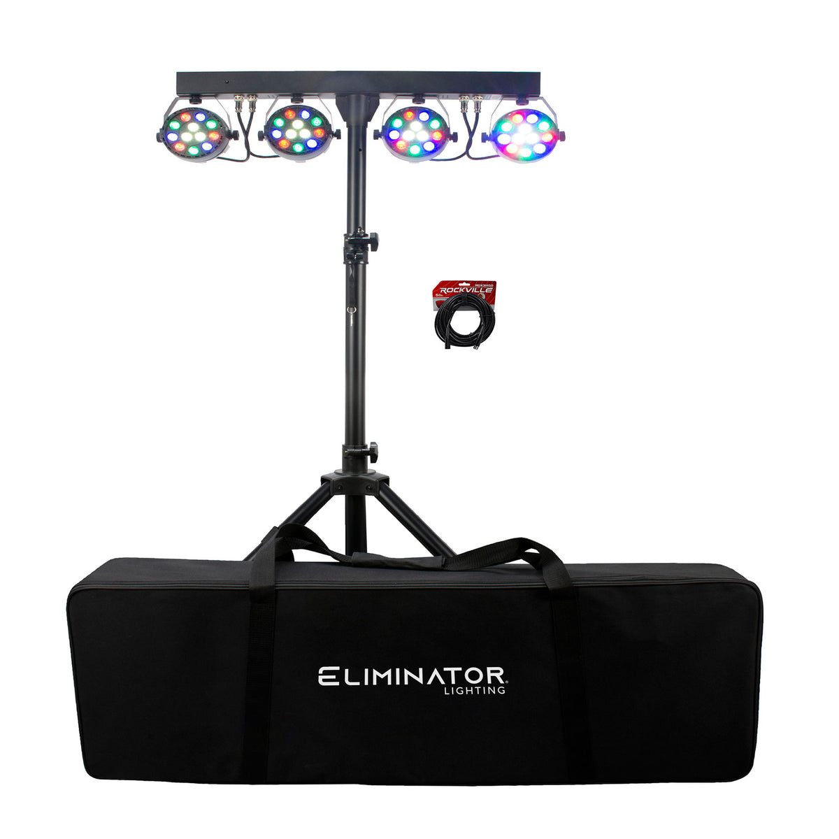 Eliminator Mini Par Bar Light System w/ 4x LED Par Lights+Stand+Remote+Bag+Cable