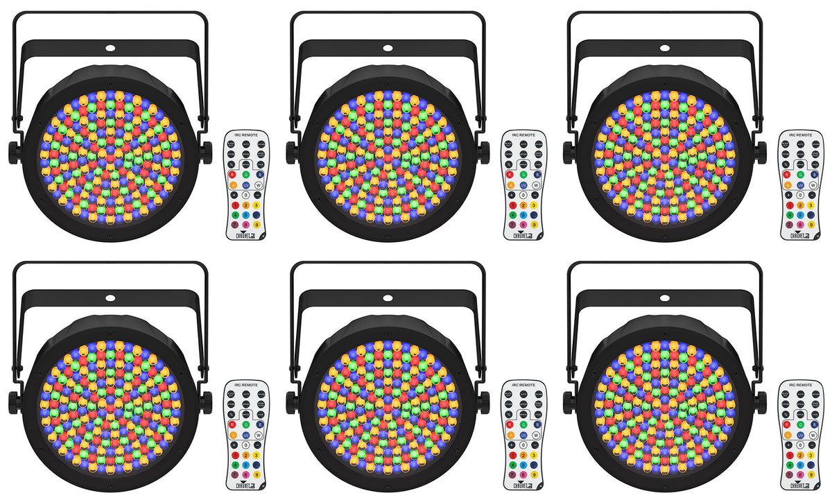 (6) EZPAR 64 RGBA ILS Rechargeable Battery Par Wash Up-Lights