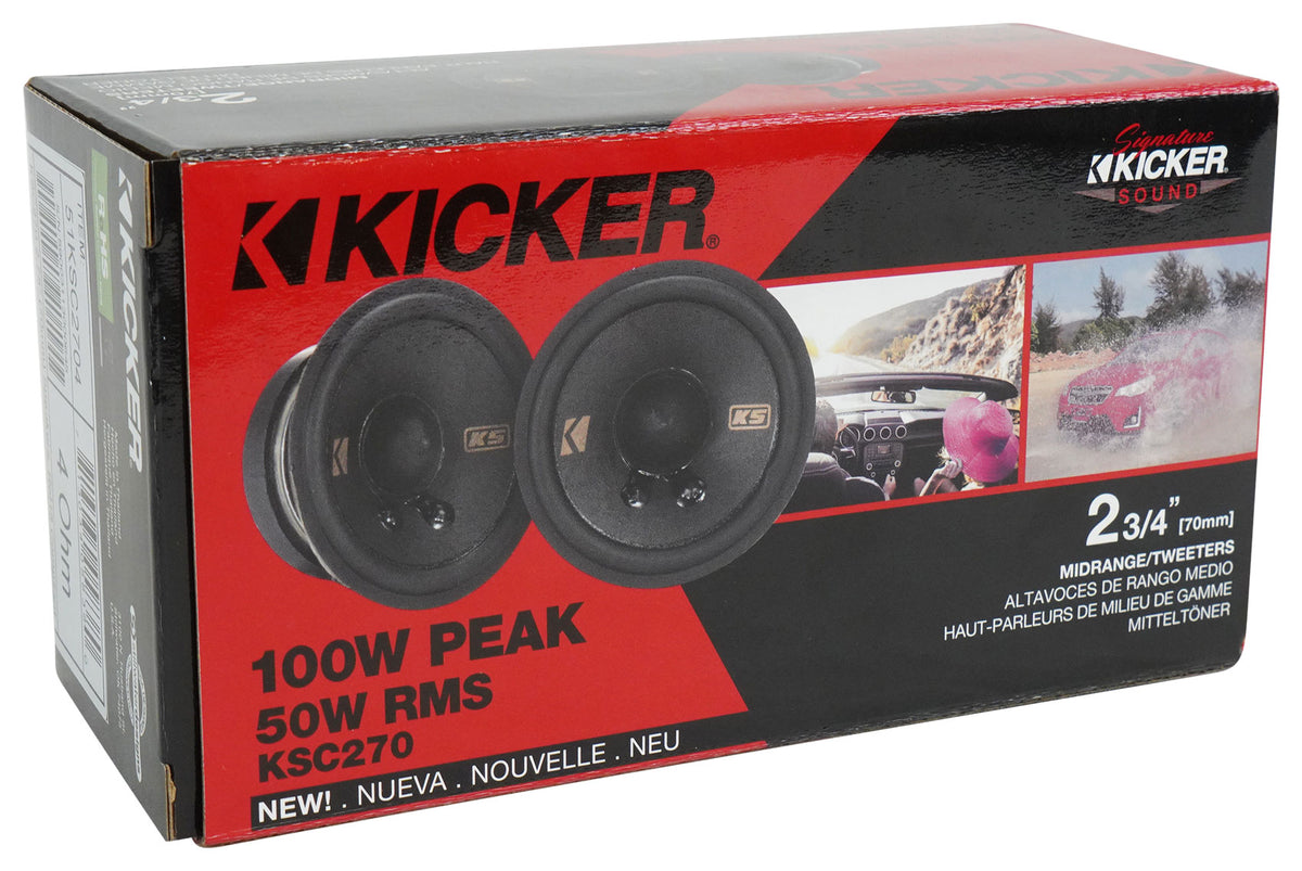 2 Kicker 51KSC2704 KSC270 2.75" Mid/Tweeters Fits GM/Chrysler/Subaru/Jeep/Toyota
