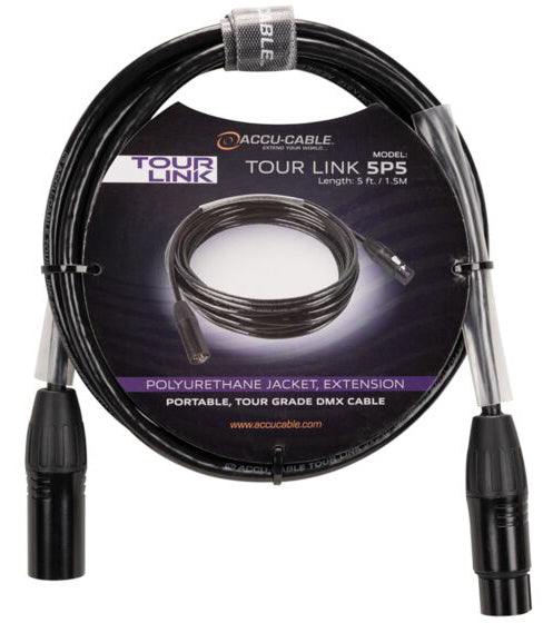 Accu-Cable TOUR LINK 5P5 5 Foot 5-Pin Male To Female DMX Lighting Cable ADJ