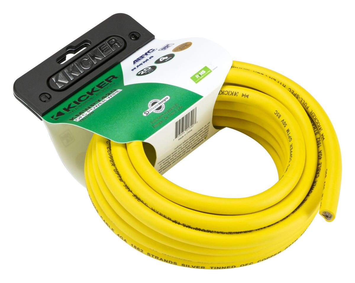 KICKER 47KMWPY420 20 ft. 4 AWG Marine Power Wire in Yellow KMWPY420