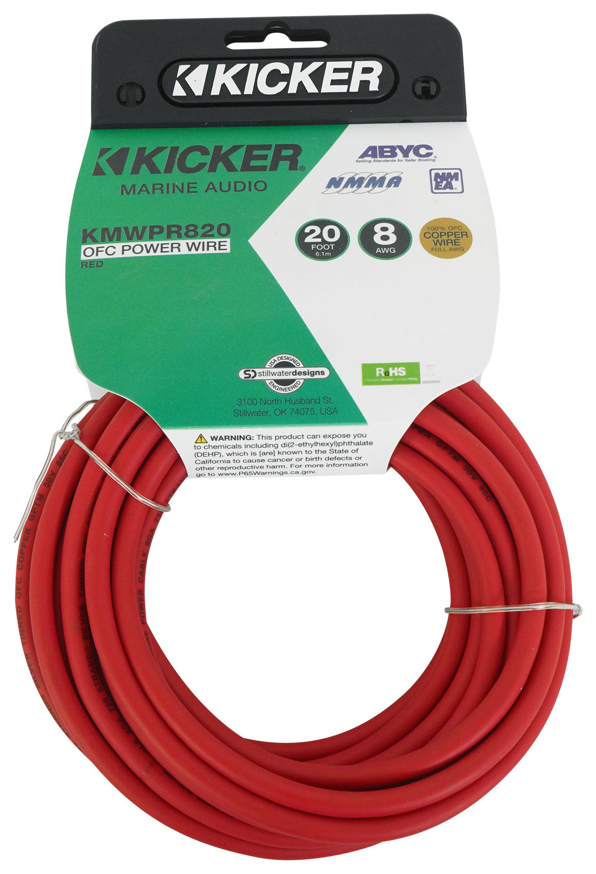 KICKER 47KMWPR820 20 ft. 8 AWG Marine Power Wire in Red KMWPR820