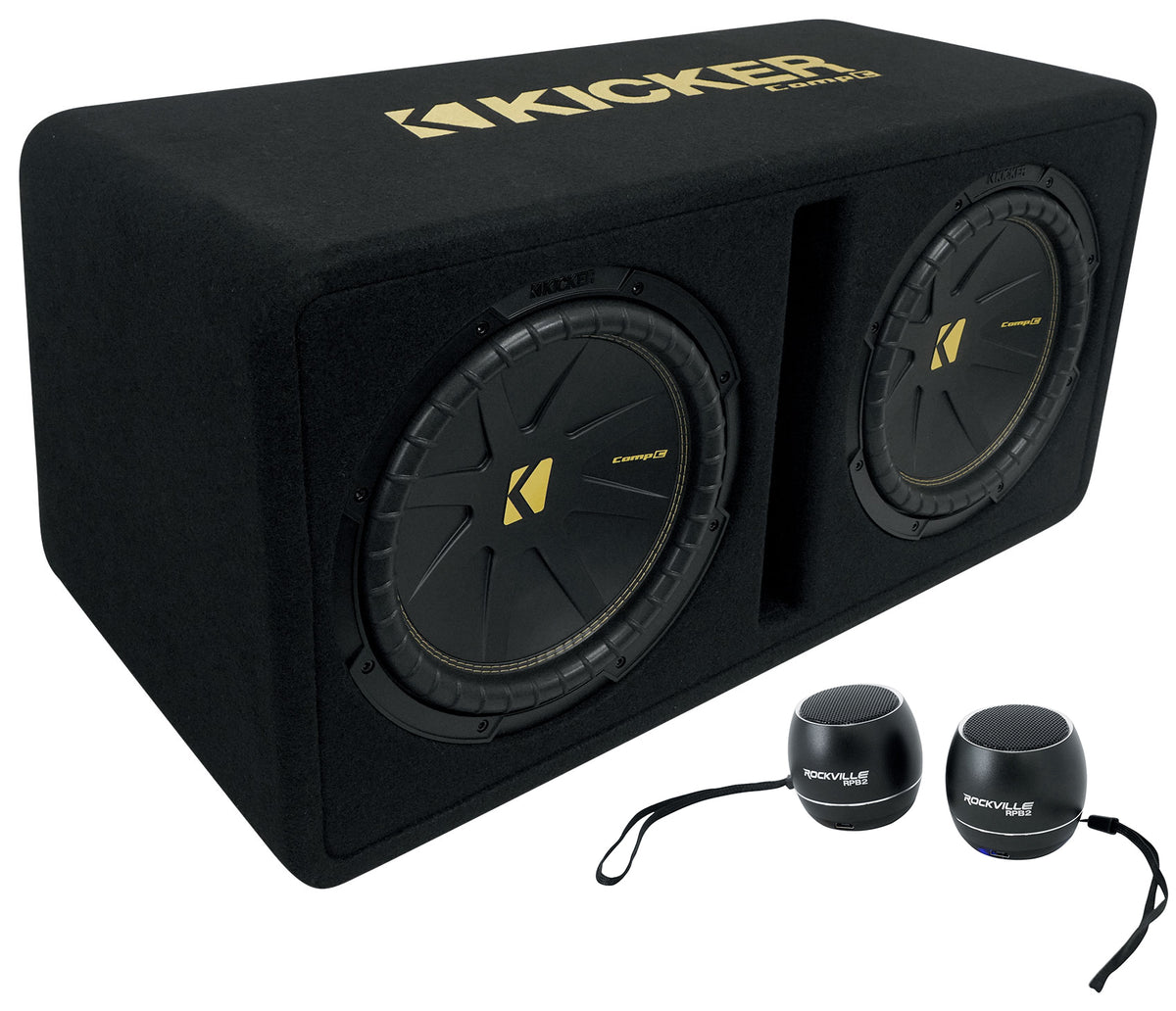 50DCWC122 Dual 12" Subwoofer Enclosure + Wireless Speaker Pair Bundle