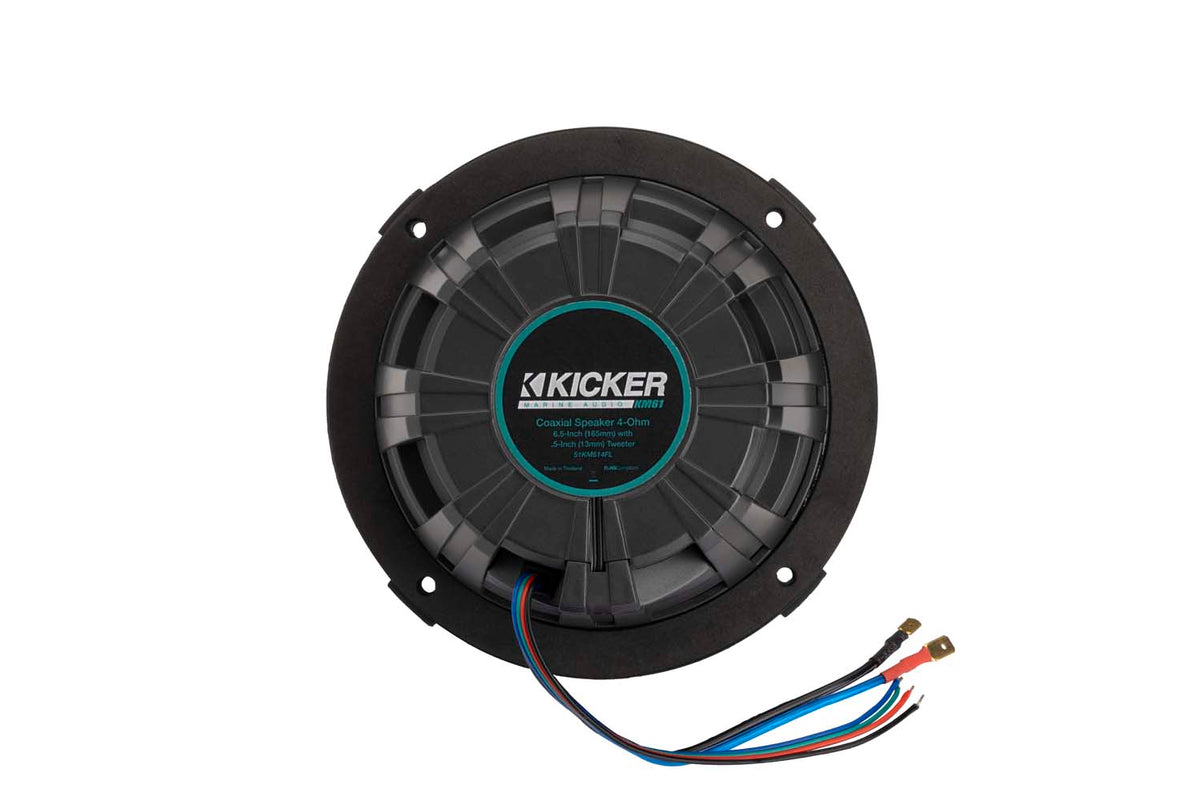 Pair Kicker 51KM614FL 6.5" Thin Mount 60w Marine Boat Speakers w/RGB LED KM614FL