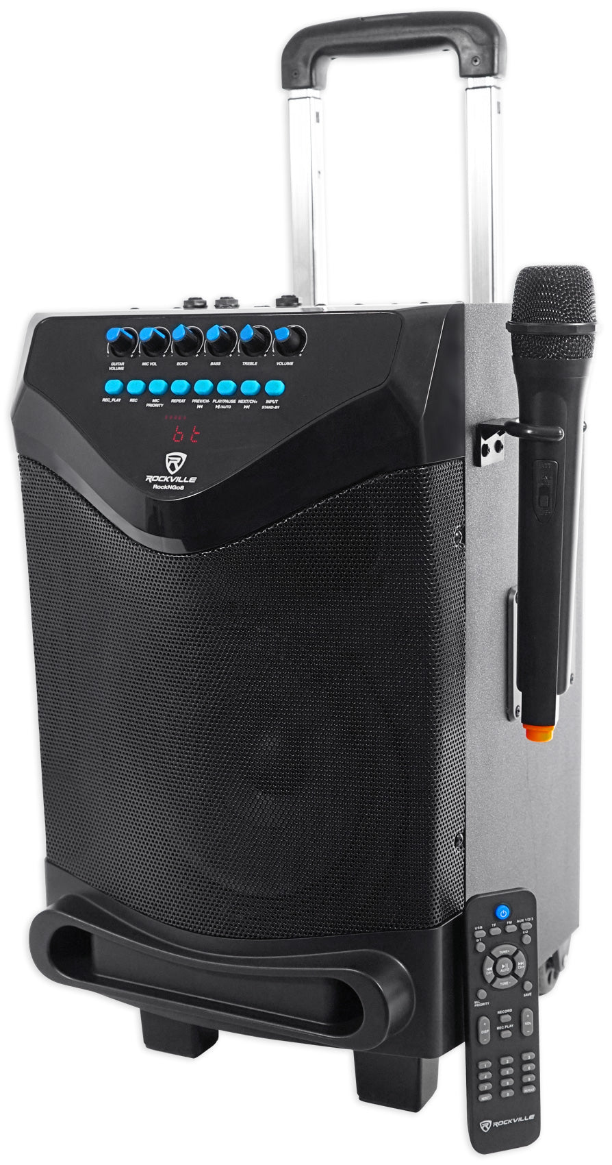ROCKnGo 8" Portable Rechargeable PA Speaker w/Bluetooth and Wireless Mic