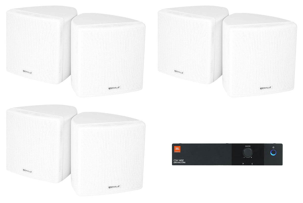 CSA140Z 70V Amplifier + (6) Cube 3.5" White Speakers
