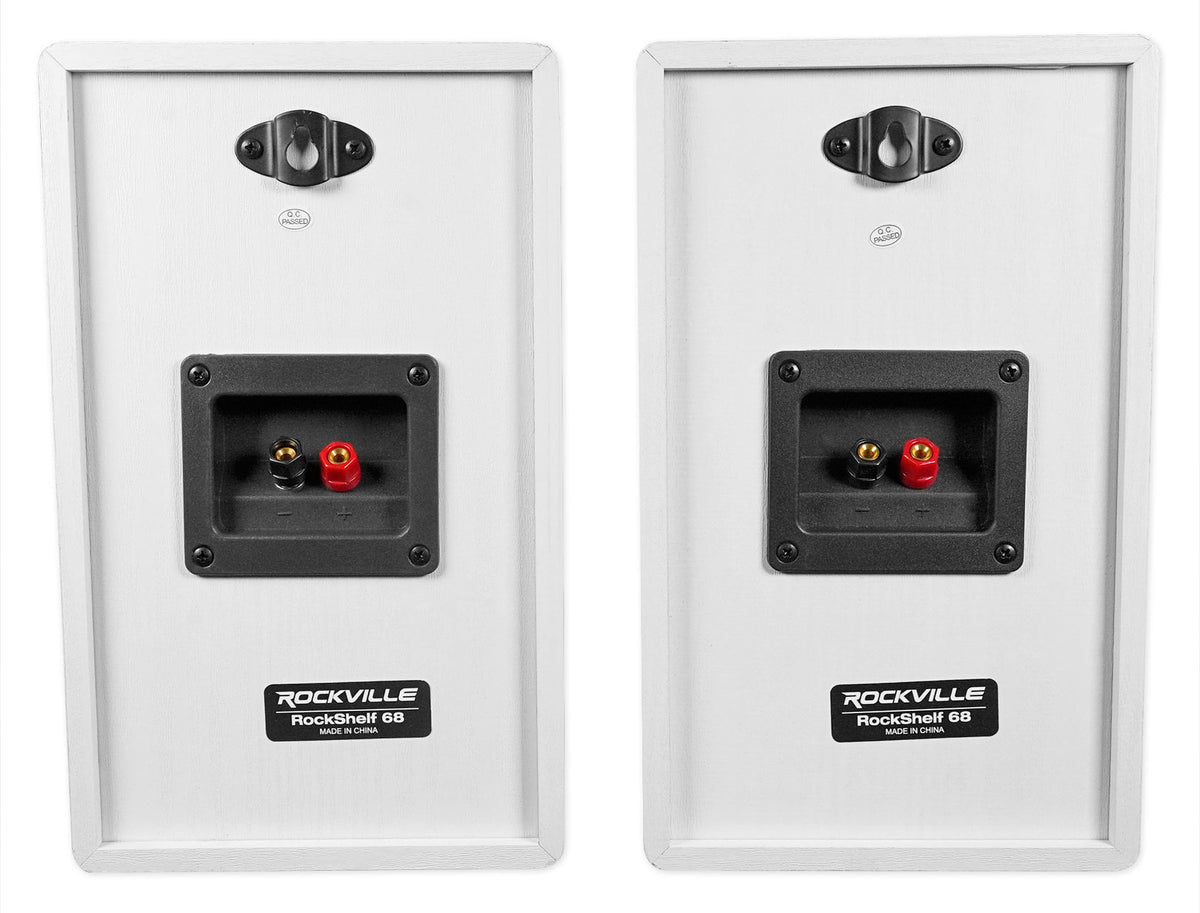 2) Rockville RockShelf 68W 360w 6.5" White Bookshelf Speakers+Bluetooth/Wifi Amp