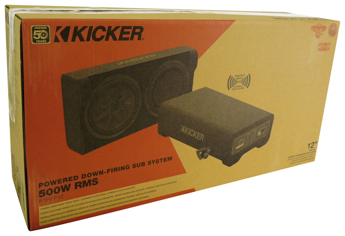 Kicker 51PTRTP12 TRTP 12" 500w Powered Down-Fire Subwoofer+Enclosure Box PTRTP12