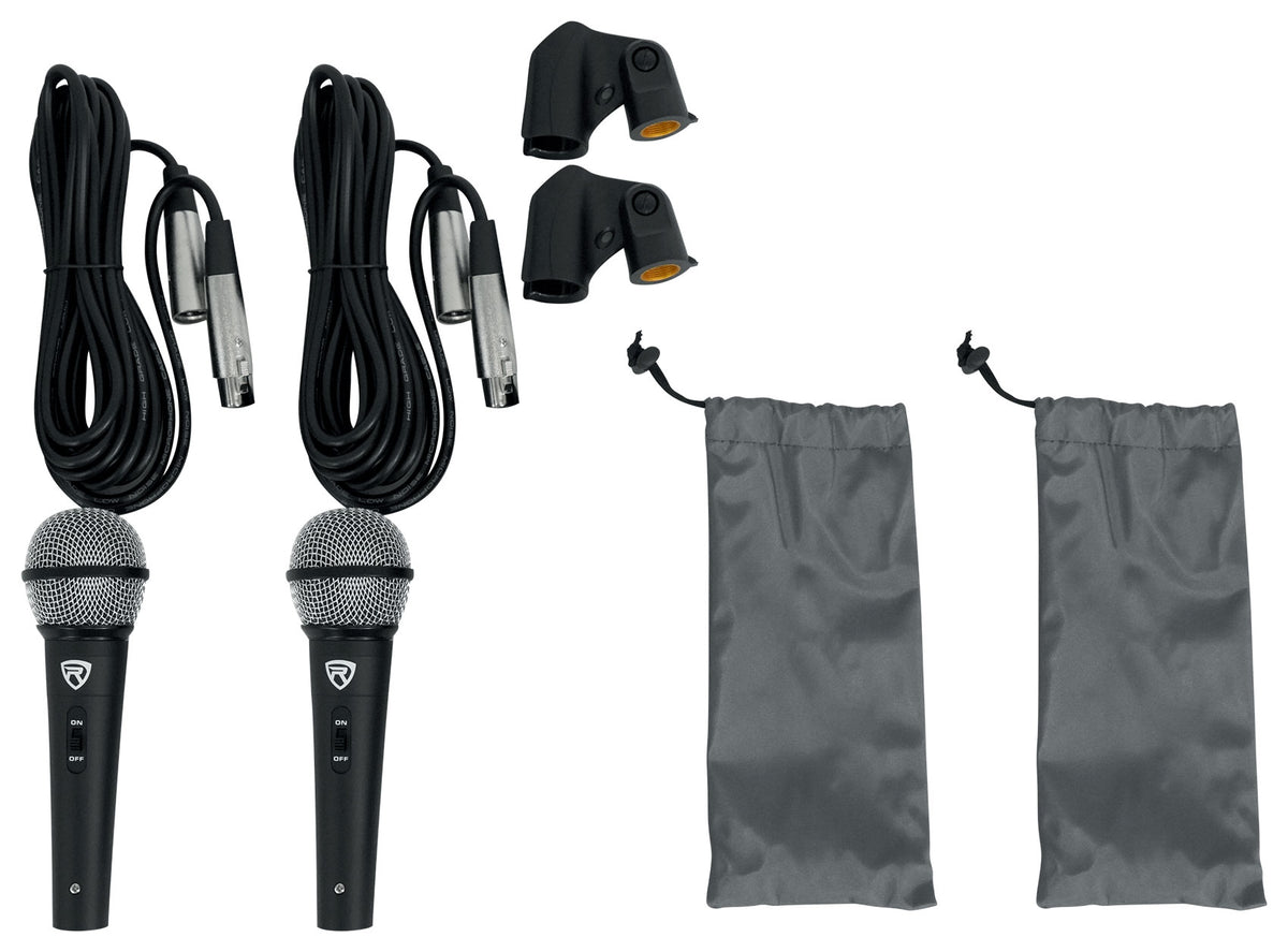 Pair Rockville 10" 800 Watt Passive Pro Audio PA Speakers+2 Stands+2 Metal Mics