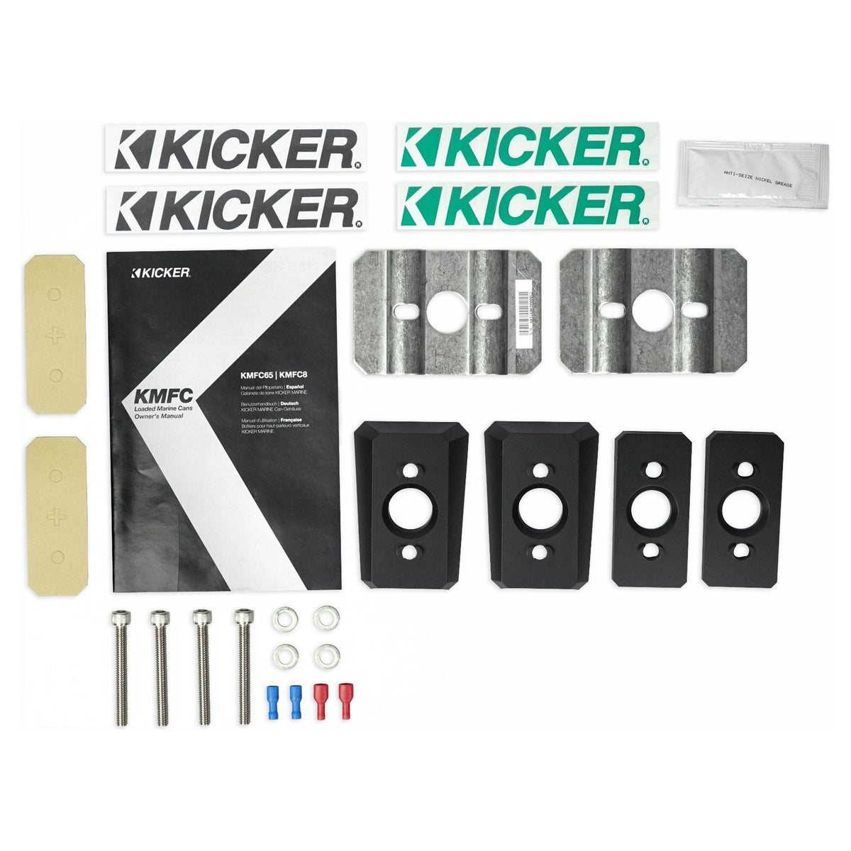KMFC65 6.5" Black Marine LED Speakers, Amplifier & Wire Kit