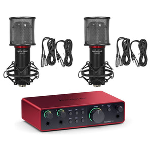 Focusrite Scarlett 2i2 4th Gen USB Recording Audio Interface+(2) Microphones