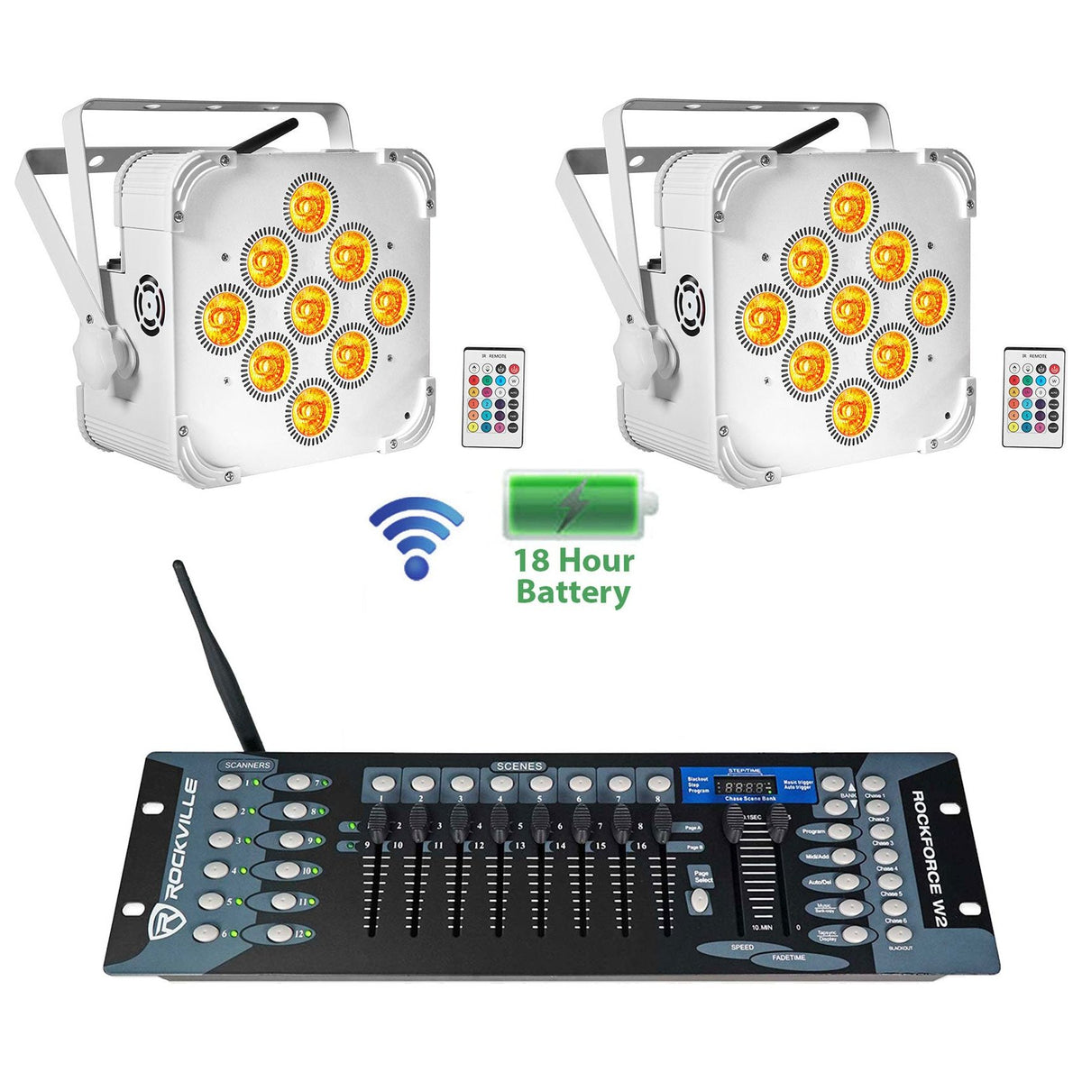 BEST PAR 60 White 2-Pack + ROCKFORCE W2 DMX Controller Bundle
