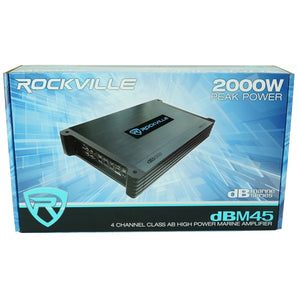 (4) Rockville WB65KLED Black 6.5" LED Marine Wakeboard Swivel Tower Speakers+Amp