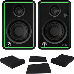 (2) Mackie CR3-X 3" Reference Multimedia Studio Monitor Speakers+Isolation Pads