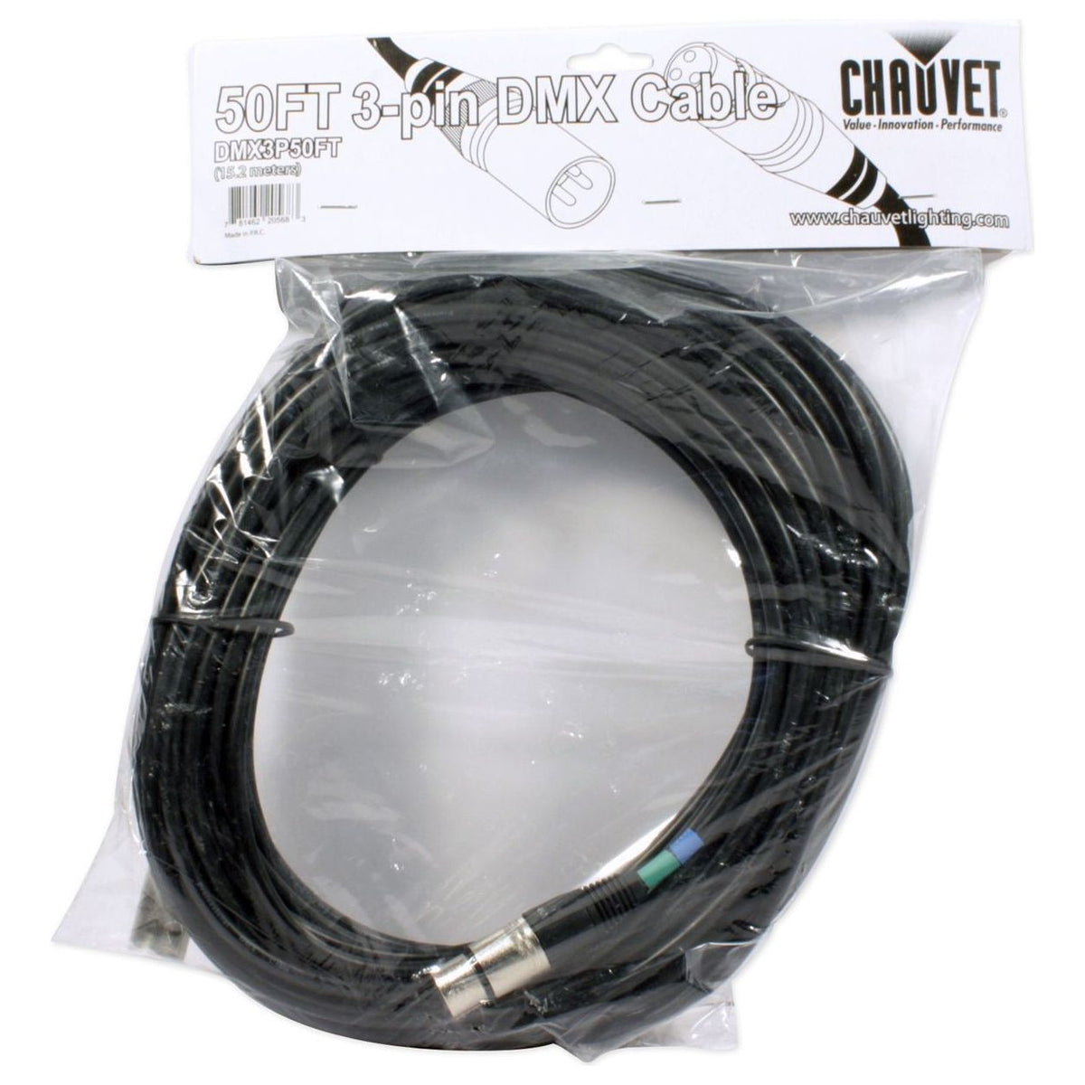 (4) 50 Foot 3-Pin XLR DMX Cables