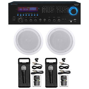Technical Pro Home Karaoke Machine System w/ Bluetooth+(2) 8" Ceiling Speakers