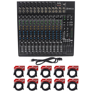 Mackie 1642VLZ4 16-channel Compact Analog Low-Noise Mixer + (10) XLR Cables