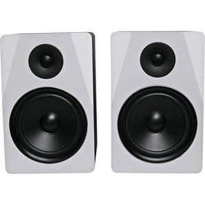 Pair Rockville APM8W 8" 500W Powered Studio Monitors+Stands+Pads+Headphones
