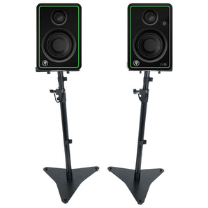 (2) Mackie CR3-XBT 3" 50w Bluetooth Studio Monitors Speakers + Adjustable Stands