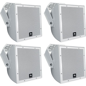 (4) JBL AWC82 8" White Indoor/Outdoor 70V Surface Mount Commercial Speakers