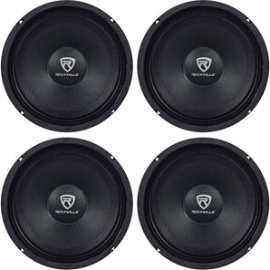 (4) Rockville RM88PRO 8" 8 Ohm 1200 Watt SPL Midrange/Mid-Bass Car Speakers