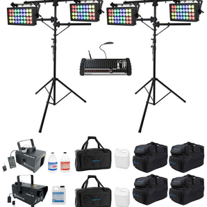 4) American DJ Encore LP32 IP Wireless DMX Blinder Lights+Controller+Stands+Bags