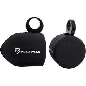 2 Rockville RWB70B Black 6.5" 360° Swivel Marine Wakeboard Tower Speakers+Covers