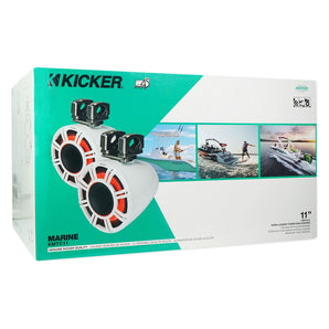2) KICKER KMTC11 HLCD 11" 600w Horn-Loaded LED Wakeboard Tower Speakers+Partybox