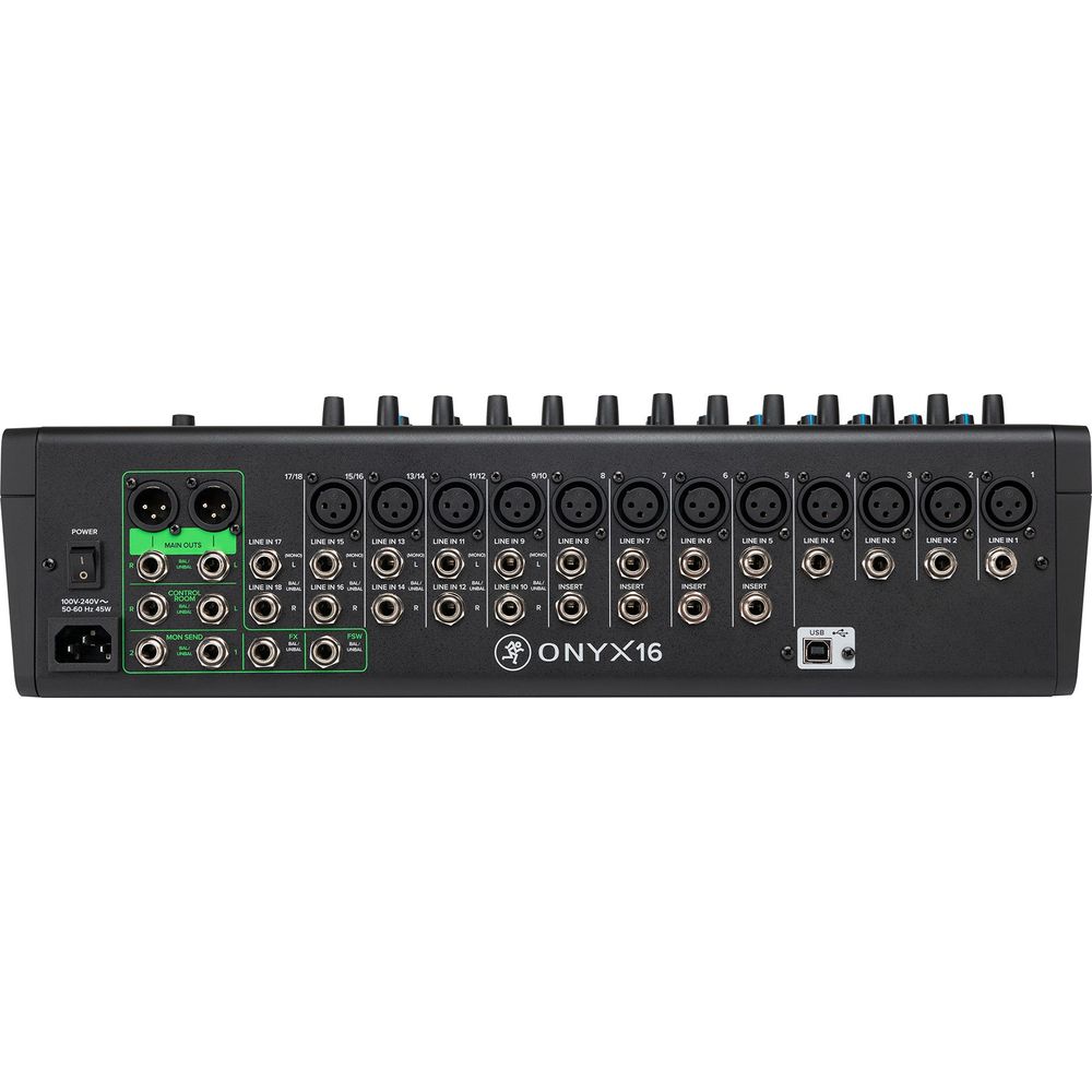 Mackie ONYX16 16-Channel Analog Mixer w/ Multi-Track USB/3-Band EQ+Bluetooth