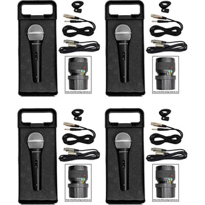 4 Rockville RMC-XLR Dynamic Cardioid Professional Metal Microphones W/XLR Cable