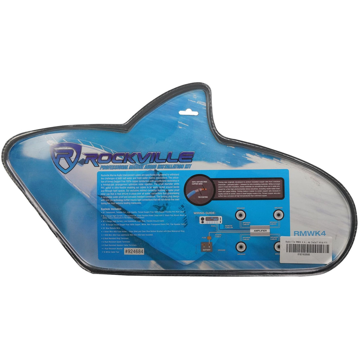 RKL65MBW 6.5" 700W Marine Wakeboard LED Speakers+Amplifier+Wires
