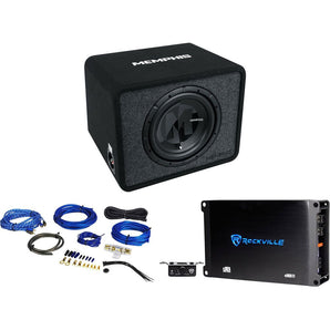 Memphis Audio PRXE12S2 600w 12" Subwoofer+Sub Box Enclosure+Amplifier+Amp Kit