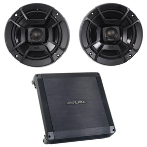 Alpine BBX-T600 300w 2 Channel Car Amplifier Amp+(2) 6.5" Polk Audio Speakers