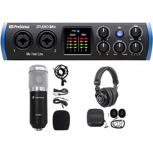 Presonus STUDIO 24C 2x2 USB-C Audio MIDI Recording Interface+Mic and Headphones