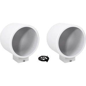 2) Rockville MAC90W 8" 360° Swivel White Aluminum Surface Mount Speaker Pods
