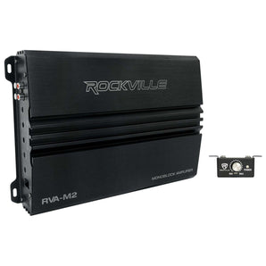 Rockville RVA-M2 2500w Mono 1 Ohm Car Amplifier+Bass Remote+Amp Wire Kit
