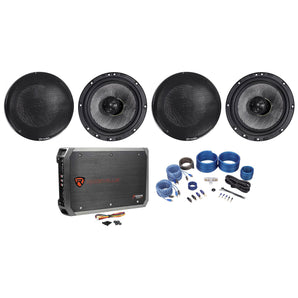 (4) American Bass SQ 6.5" 80w RMS Car Audio Speakers+4-Channel Amplifier+Wires