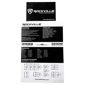 Rockville W10K9D4 10" 3200 Watt Car Audio Subwoofer + Vented Sub Box Enclosure