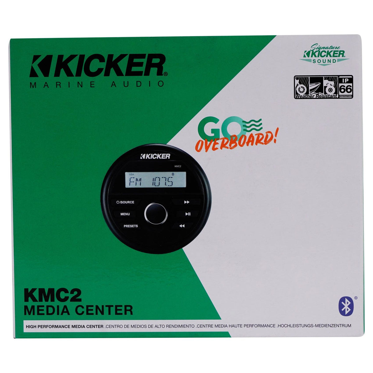 KMC2 Gauge Hole Digital Media Receiver w/Bluetooth+(2) 4" White Speakers
